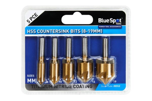 BlueSpot Tools HSS Countersink Bits (8-19 mm) 5 PCE
