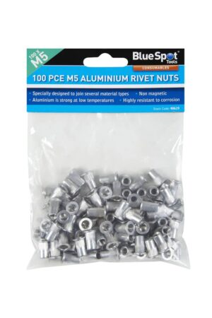 Blue Spot Tools 100 pce m5 Aluminium Nuts