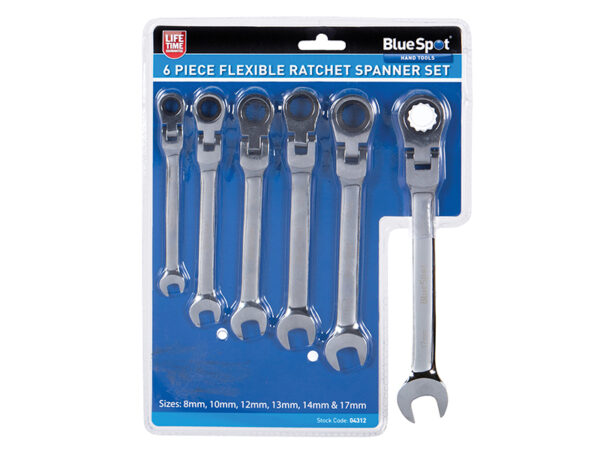 BlueSpot Tools Flexible Head Ratchet Set Metric 8-17mm, 6 Piece4312