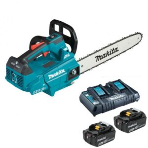 Makita Twin 18V Brushless Top Handle Chainsaw 30cm with 2x 6.0Ah batteries and DC18RD Twin Port charger - DUC306PG2